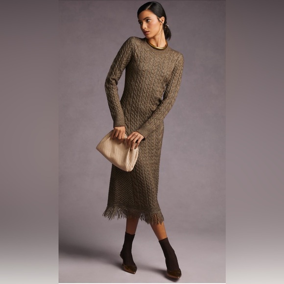 Moon River Fringed Sweater Dress - L - Picture 6 of 7